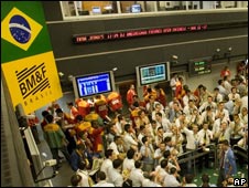 Traders at the Brazilian Mercantile and Futures Exchange