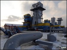 A Ukrainian gas holding station in Mryn, 130km from Kiev, 16 December