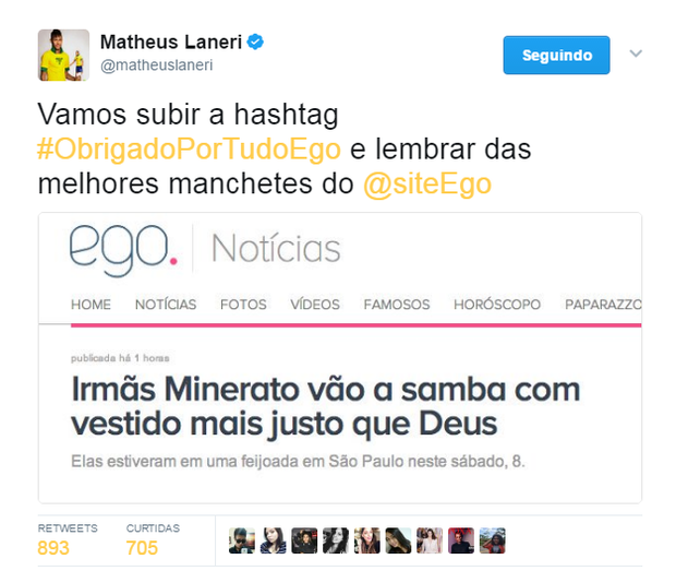 Memes do fim do EGO (Foto: Reprodução/Twitter)