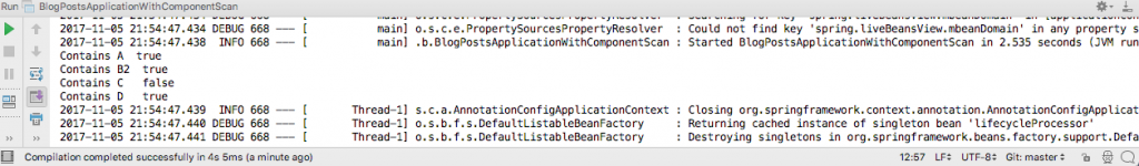 Output of BlogPostsApplicationWithComponentScan.java Class