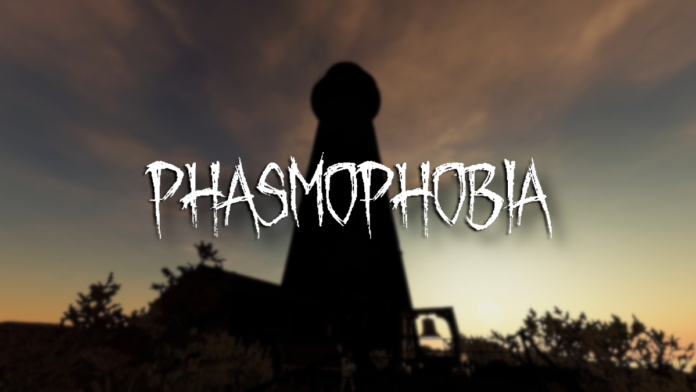 The Phasmophobia logo with a lighthouse silhouetted against a sunrise.