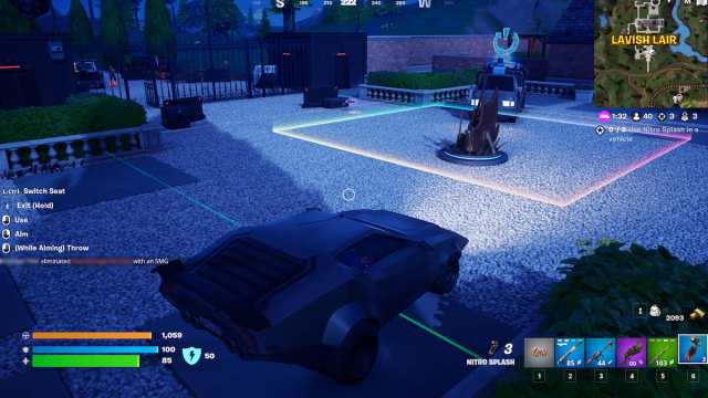 Fortnite Nitro Splash dans un véhicule