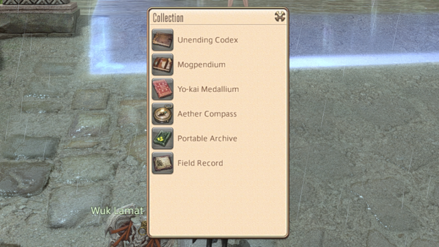 L'Aethercompass dans le menu Collection de Final Fantasy XIV 