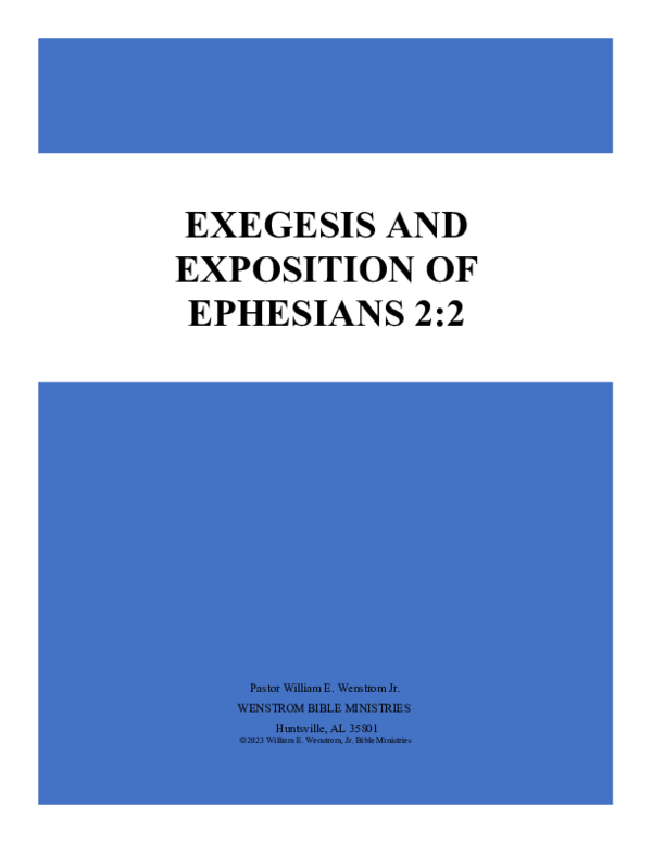 First page of “Exegesis and Exposition of Ephesians 2:2”