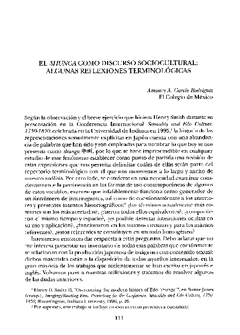 First page of “El shunga como discurso socio-cultural. Algunas reflexiones terminológicas”