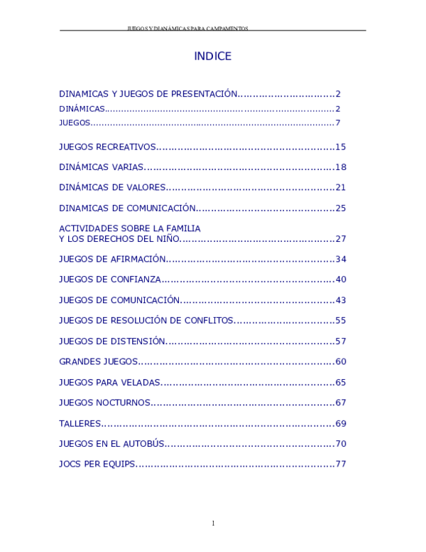 First page of “DINAMICAS Y JUEGOS DE PRESENTACION”