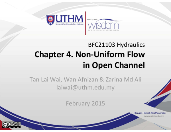 First page of “Chapter 4. Non‐Uniform Flow in Open Channel”