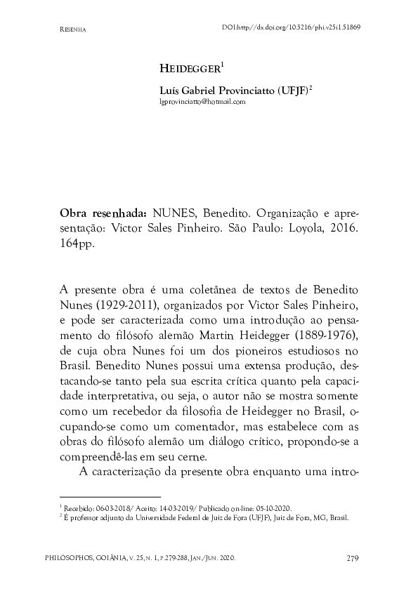 First page of “Heidegger (Benedito Nunes)”