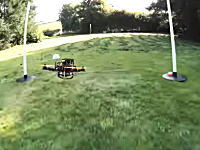これは面白い。庭に作ったコースでクアドロコプターのエアレースしてみた動画。