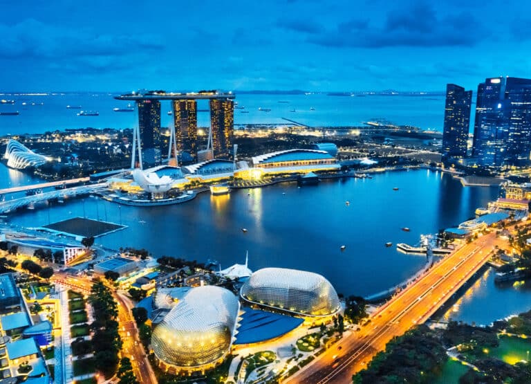 Singapore skyline at night