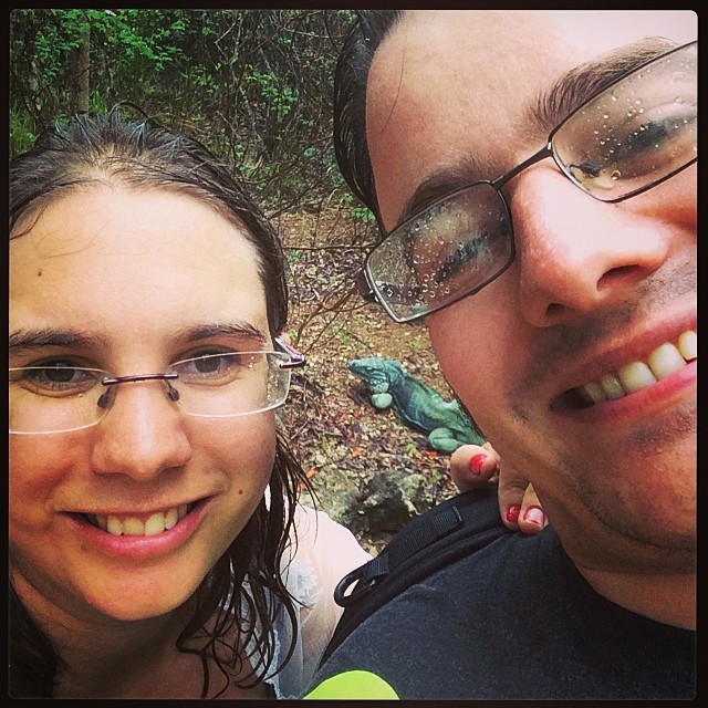 Me, Simon and an endangered blue iguana! (at Queen Elizabeth Botanical Gardens)