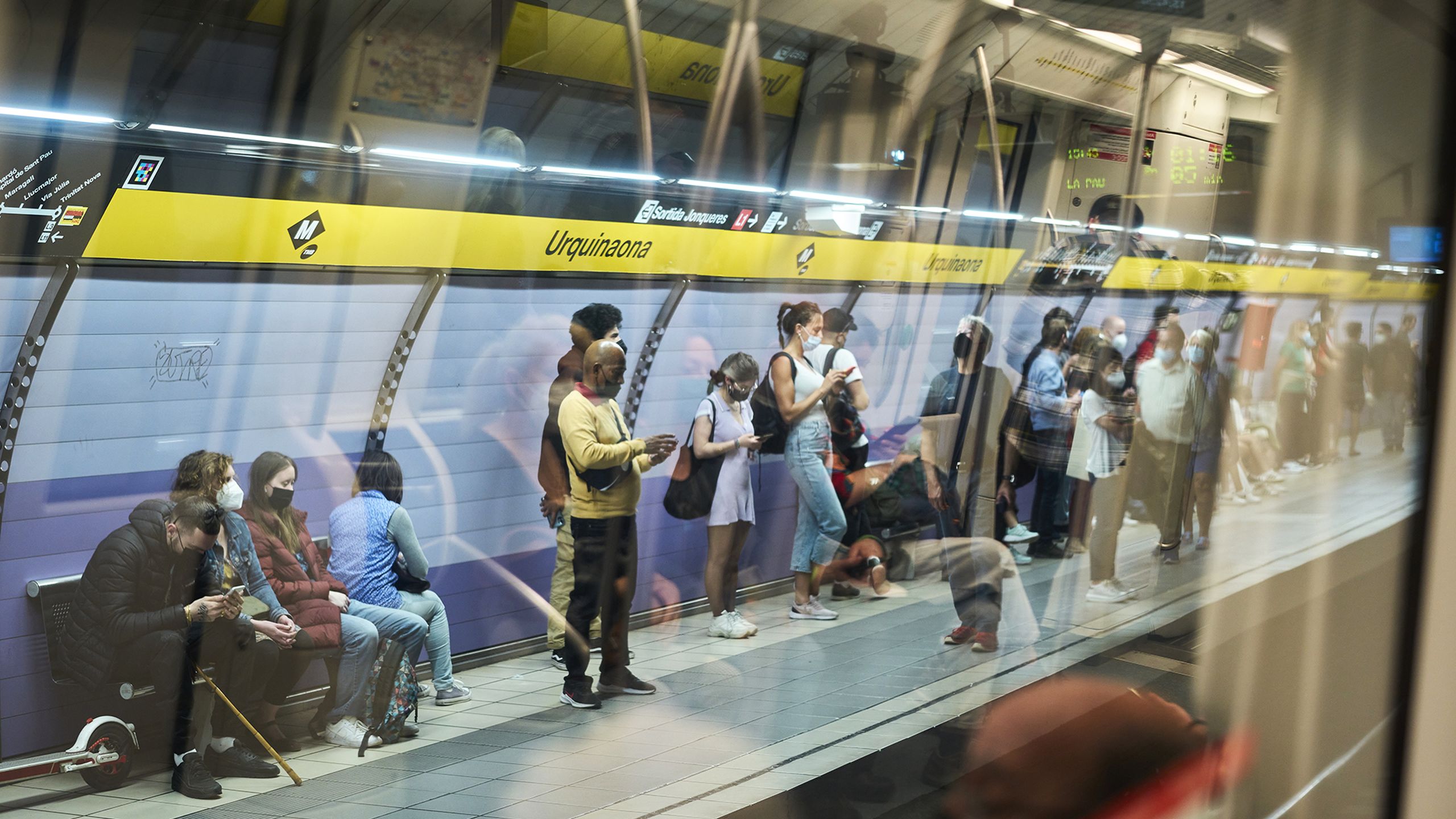 People waiting at metro station in Barcelona