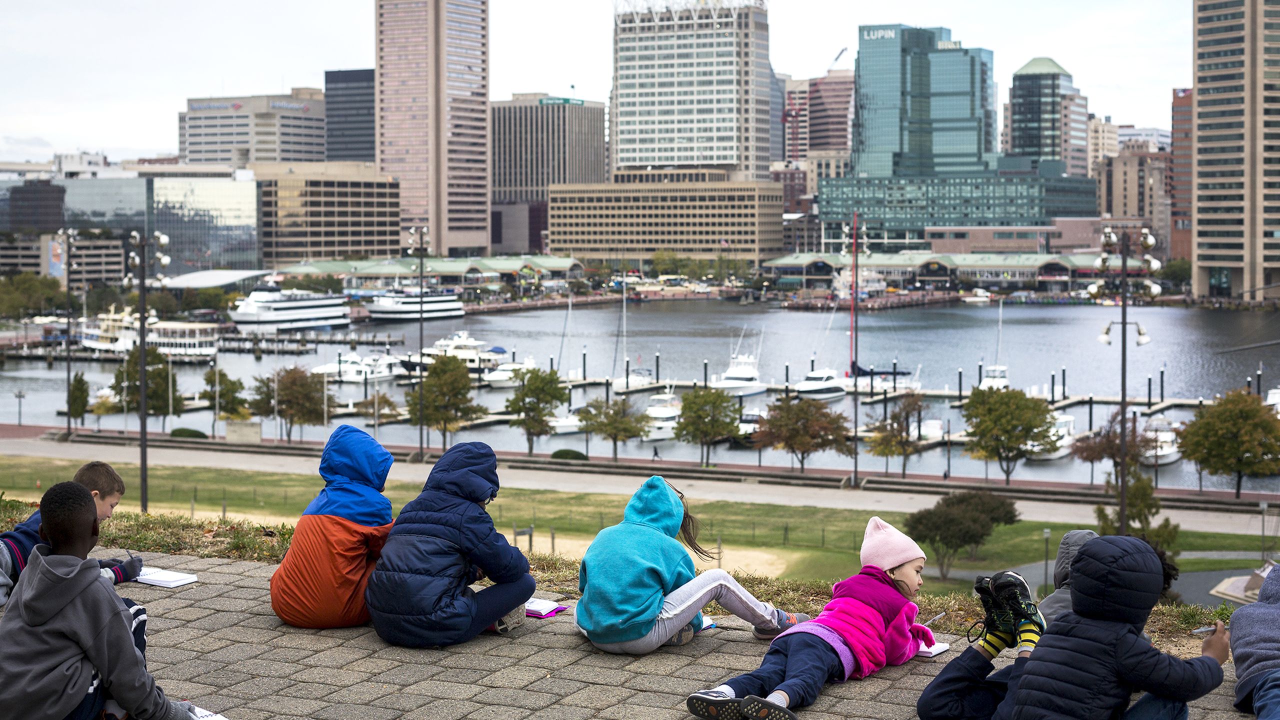 Kids painting downtown Baltimore