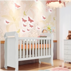 Berço Infantil Mini Cama Mirelli Branco Brilho Carolina Baby