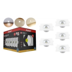 Kit 5 Spots Supimpa Quadrados 5w 3000k Emissão De Luz Amarela Avant 400 Lúmens