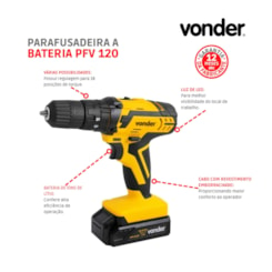 Parafusadeira E Furadeira A Bateria 12V PFV 120 Bivolt Vonder