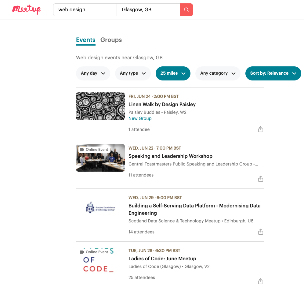 Web design meetups in Glasgow