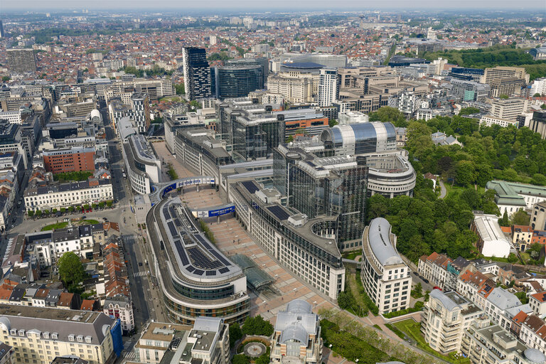 Aerial view of the European Parliament in Brussels