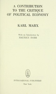 Cover of edition contributiontocr00marx