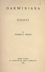 Cover of edition darwinianaessays00huxl