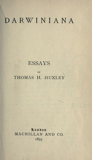 Cover of edition darwinianaessays00huxluoft