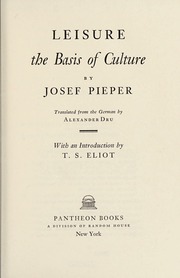 Cover of edition leisurebasisofcu0000piep