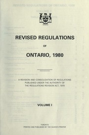 Cover of edition v1revisedregulat1980ontauoft