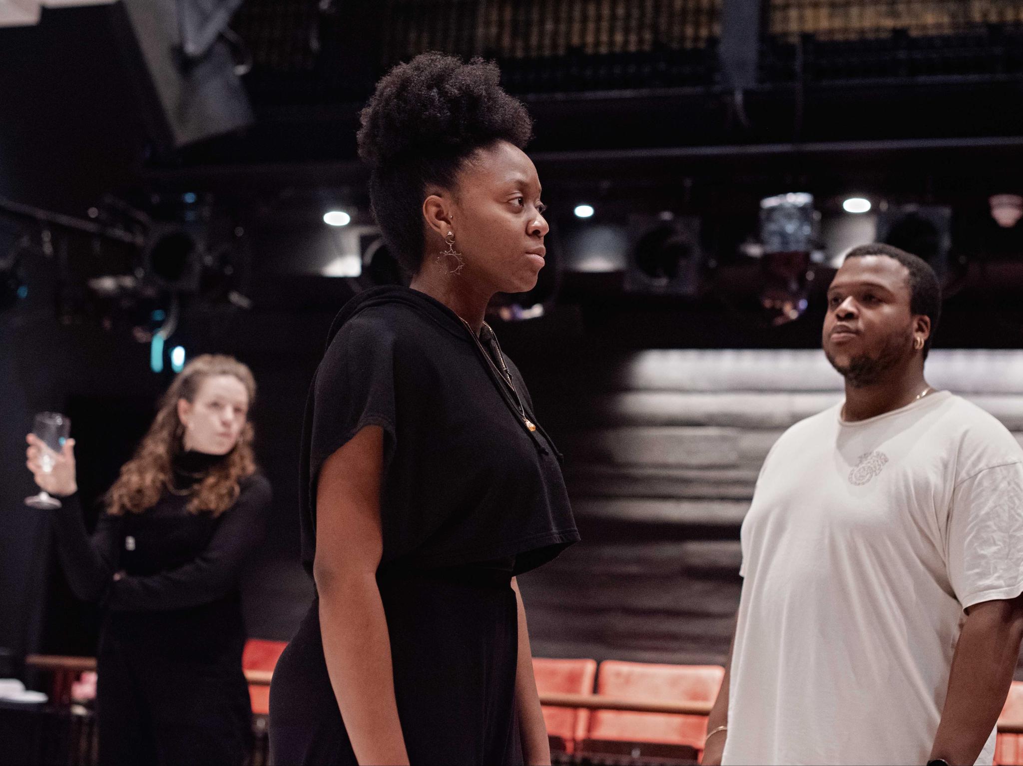 Beth Elliott, Nicholle Cherrie and Nathan Queeley-Dennis in rehearsals for ‘Black Love’ (Camilla Greenwell)