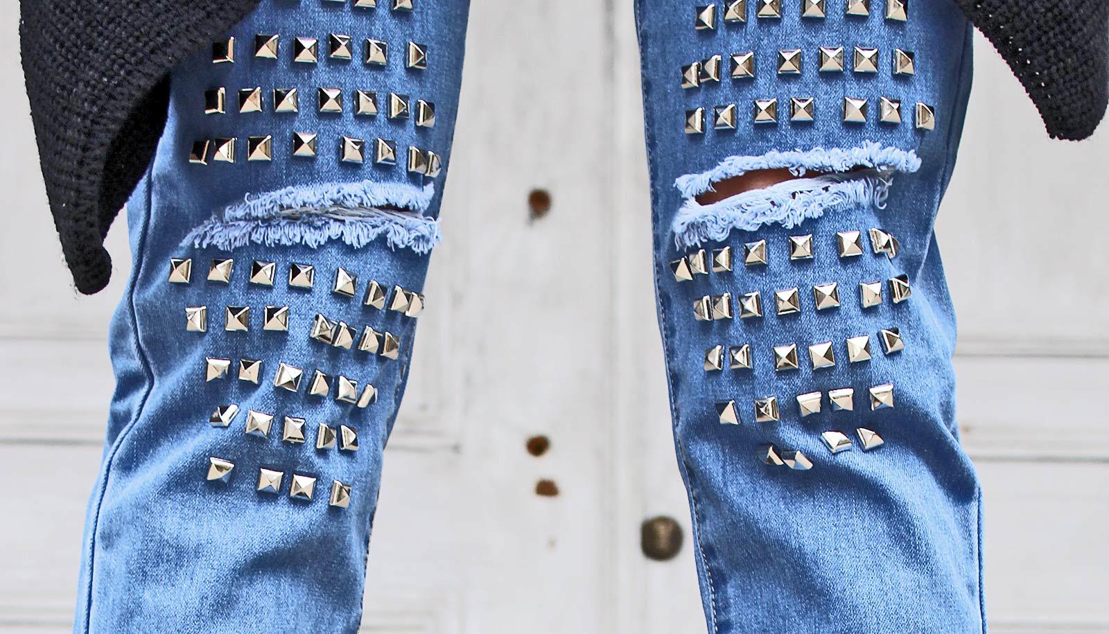 studded jeans on legs - Entamoeba histolytica concept