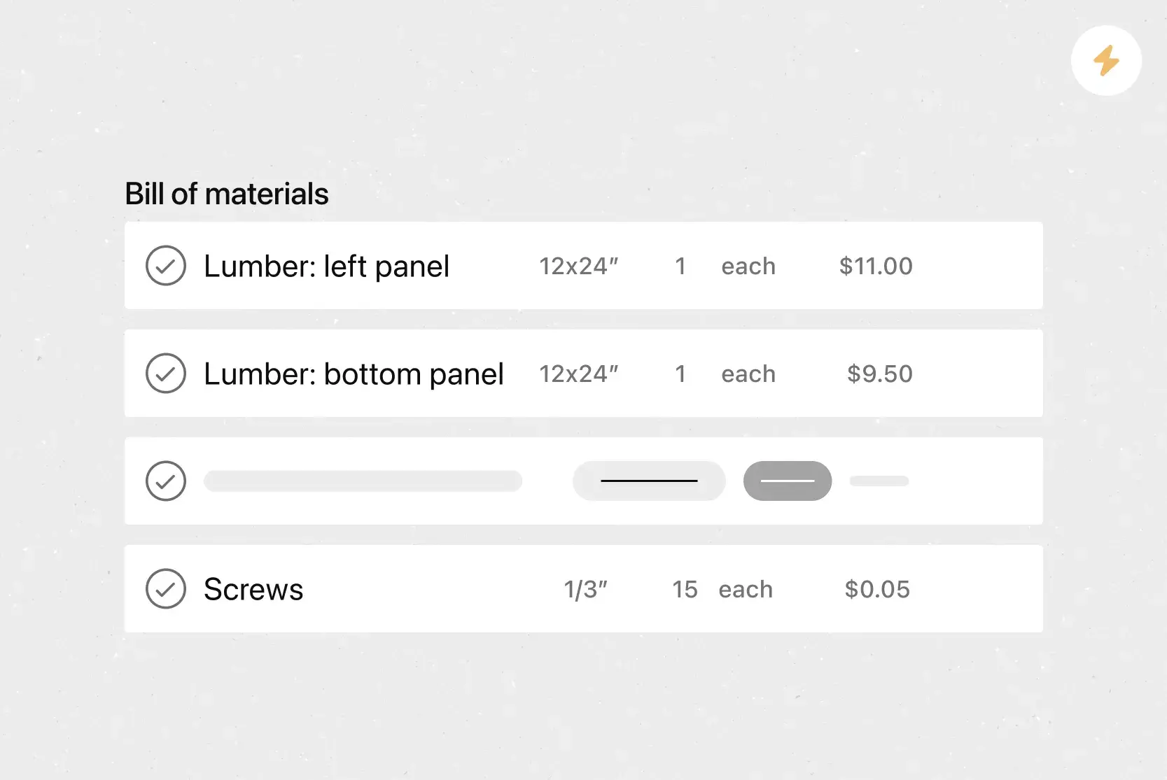 Bill of materials BOM template card image