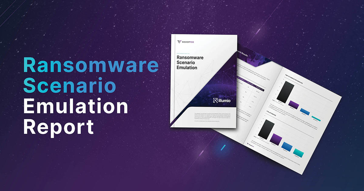 Ransomware scenario emulation report cover page and preview with ransomware readiness seal.