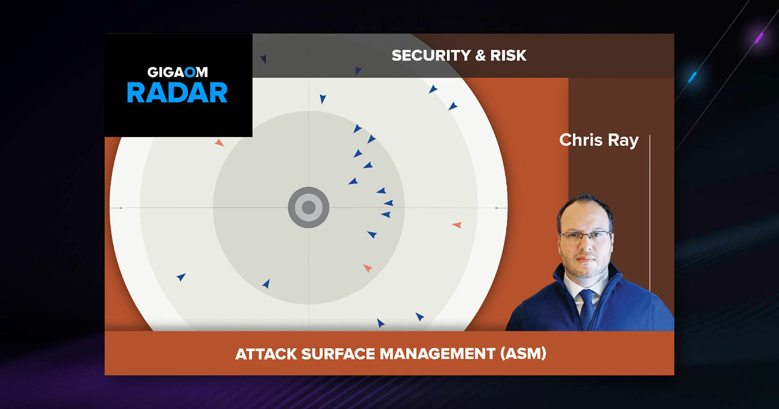 2024 Gigaom Attack Surface Management (ASM) radar report preview with headshot of Gigaom analyst Chris Ray.