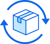 shipping box surrounded by circular arrows