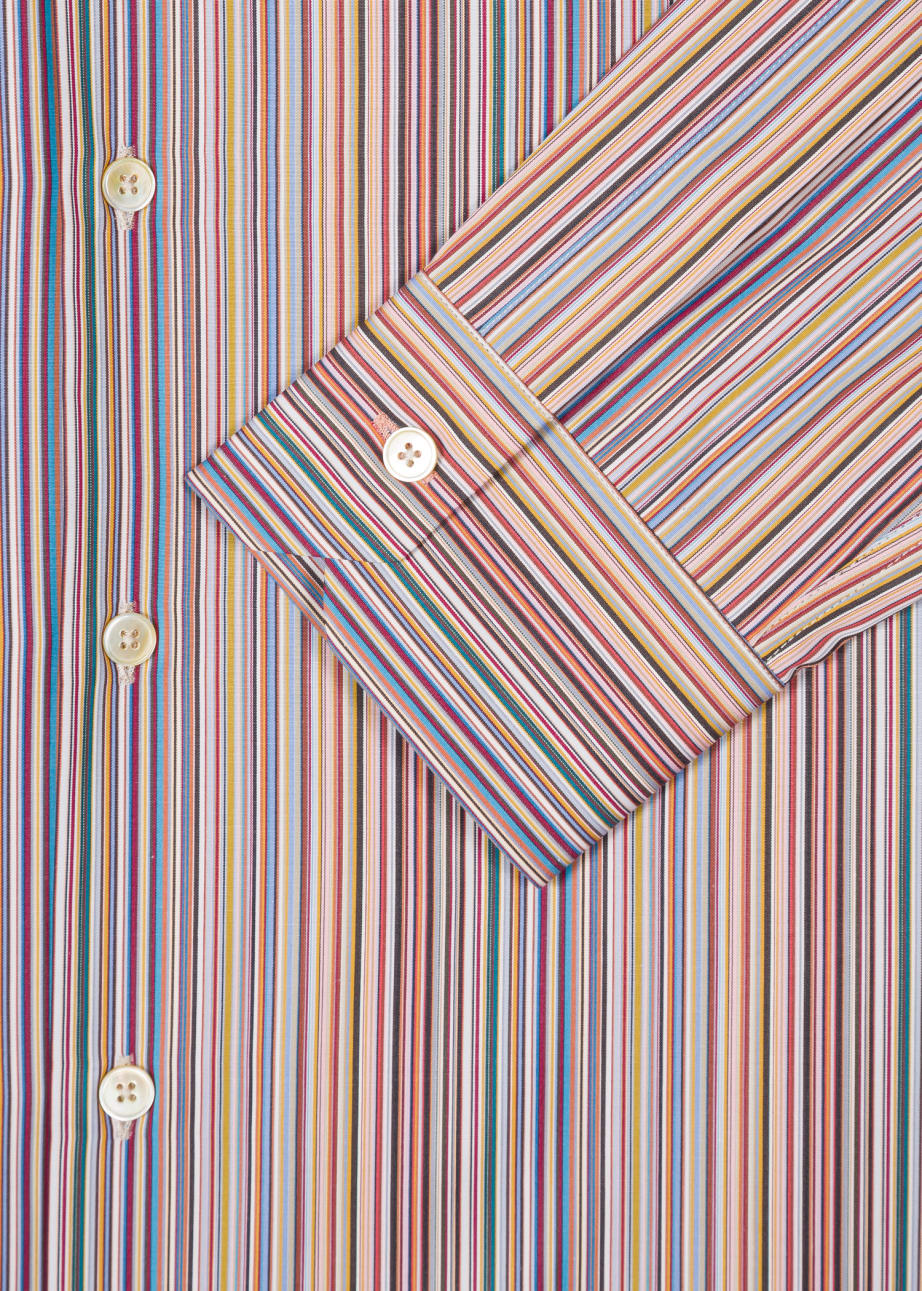 Detail View - Slim-Fit 'Signature Stripe' Cotton Shirt Paul Smith