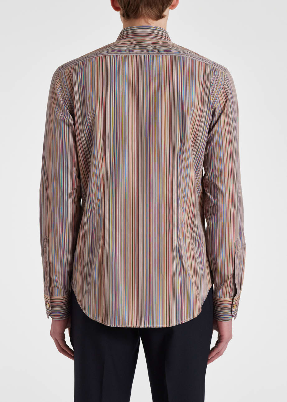 Model View - Slim-Fit 'Signature Stripe' Cotton Shirt Paul Smith