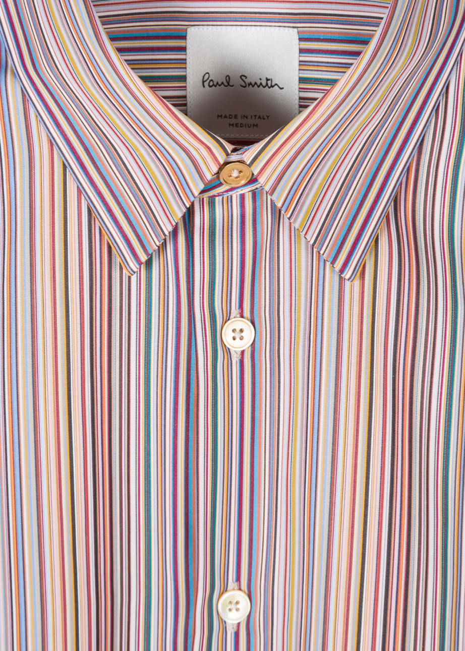 Detail View - Slim-Fit 'Signature Stripe' Cotton Shirt Paul Smith