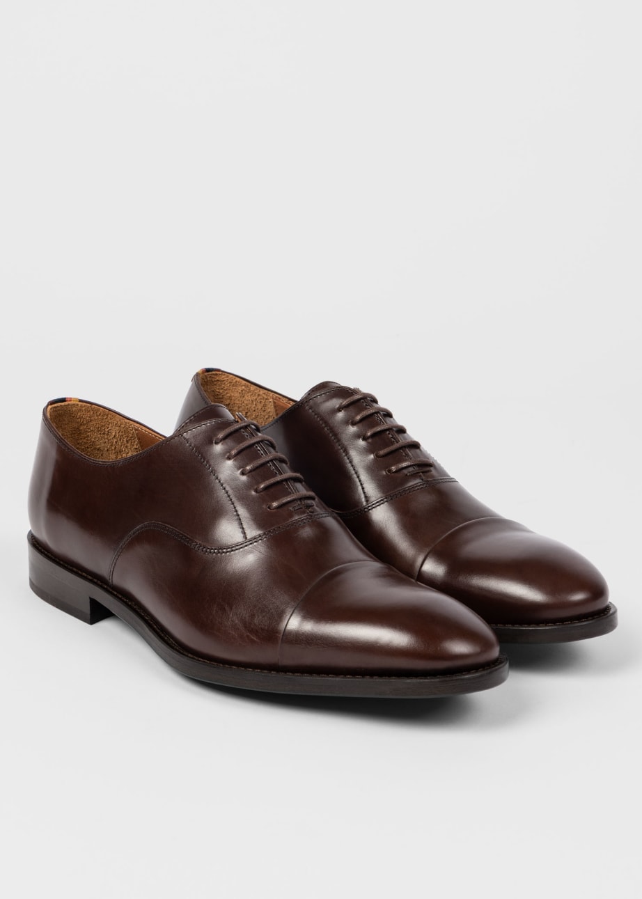 Pair View - Chocolate Brown Leather 'Bari' Shoes Paul Smith