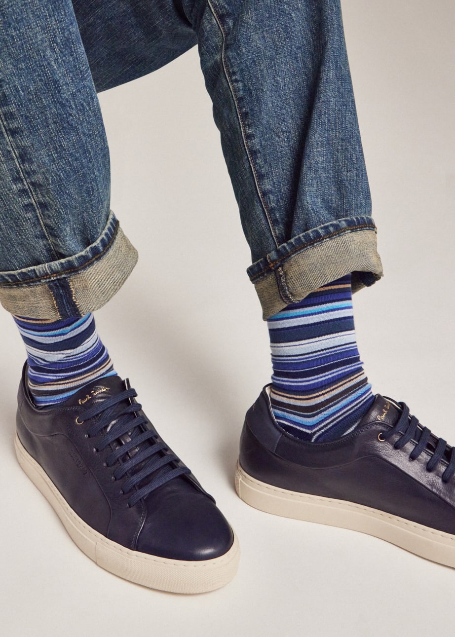 Model View - Navy Eco 'Basso' Trainers Paul Smith