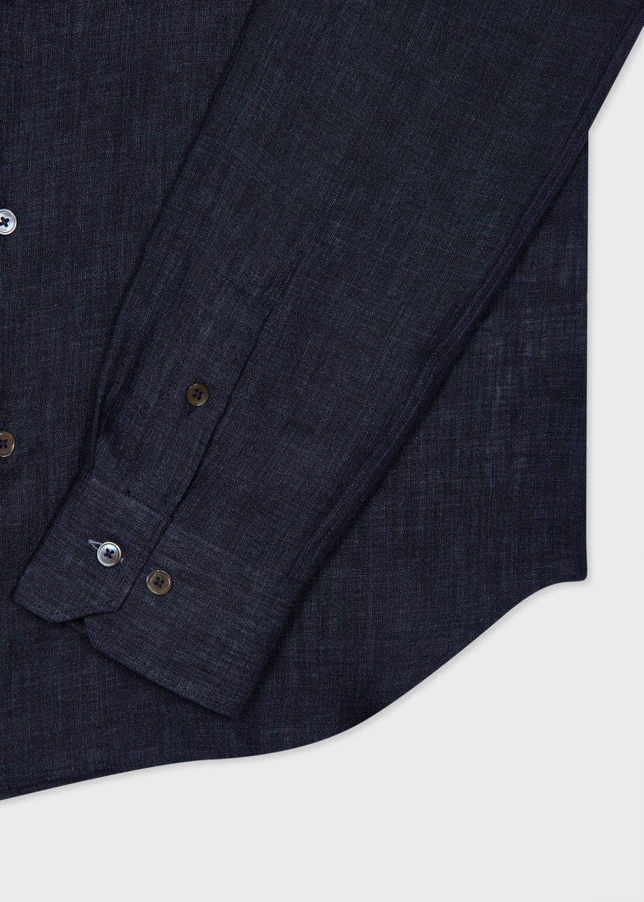 Detail View - Slim-Fit Navy Linen Shirt Paul Smith