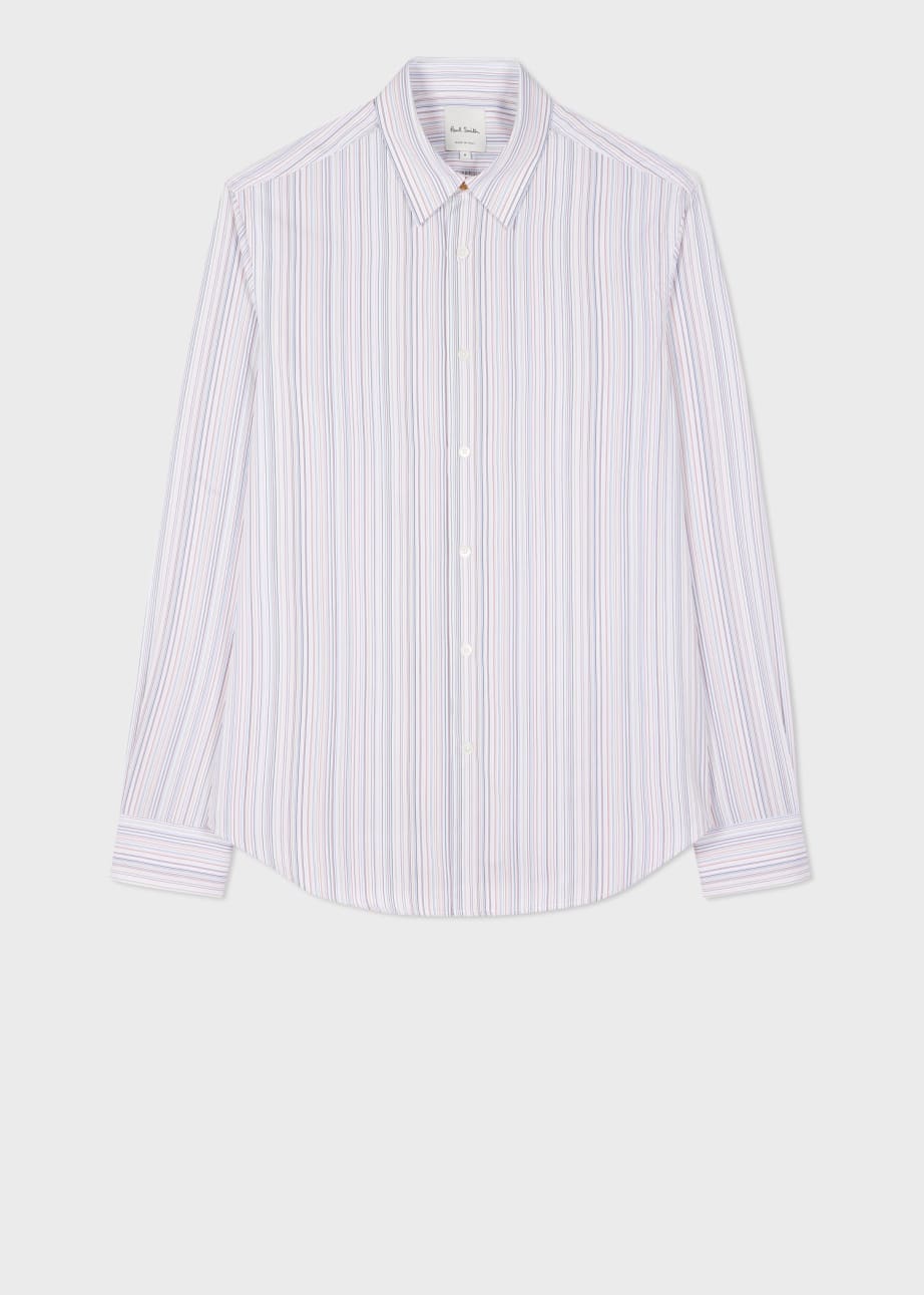 Product view - Slim-Fit White 'Signature Stripe' Cotton Shirt Paul Smith