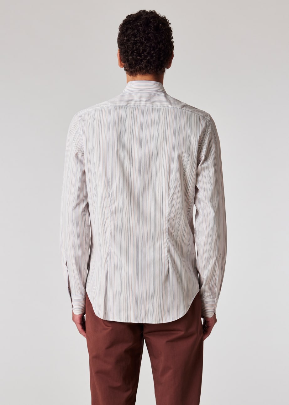 Model view - Slim-Fit White 'Signature Stripe' Cotton Shirt Paul Smith