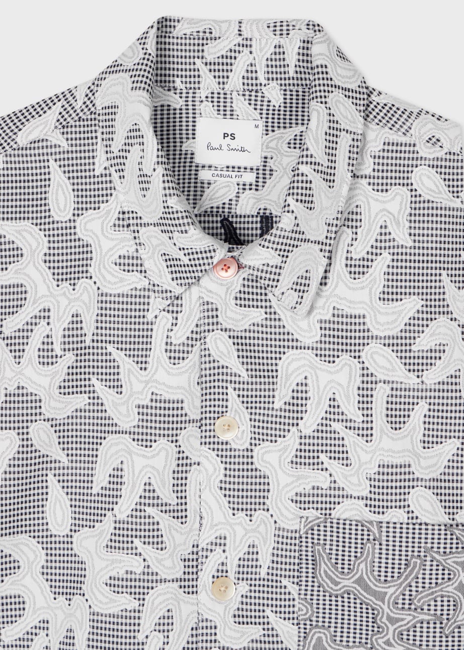 Product view - Navy and White Floral-Check Textured Cotton Shirt Paul Smith