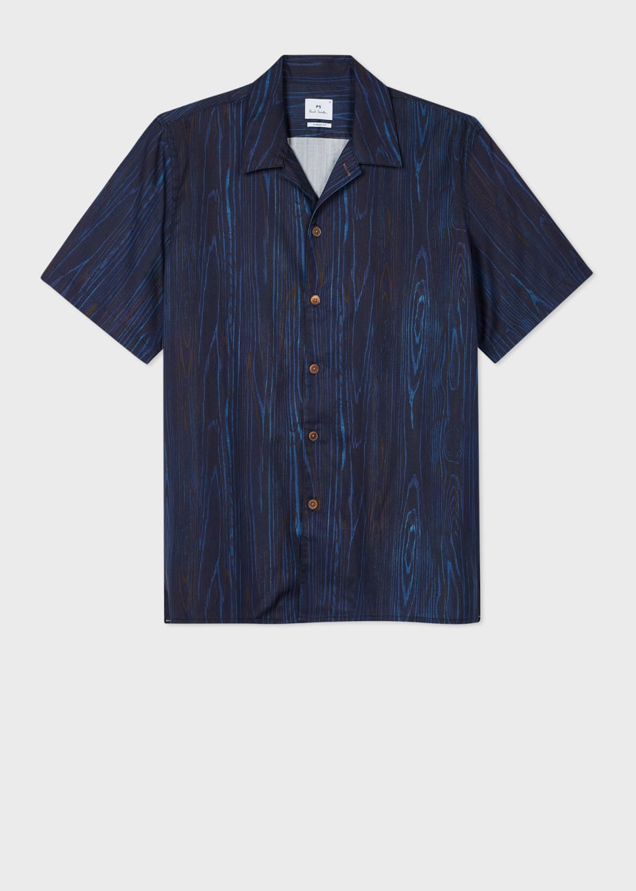 Product view - Dark Navy 'Woodgrain' Lyocell-Cotton Shirt Paul Smith