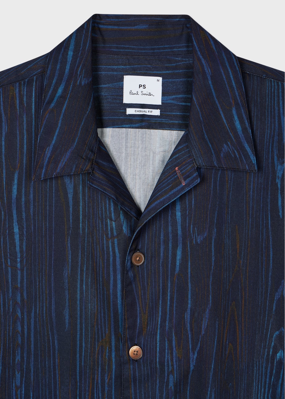 Product view - Dark Navy 'Woodgrain' Lyocell-Cotton Shirt Paul Smith