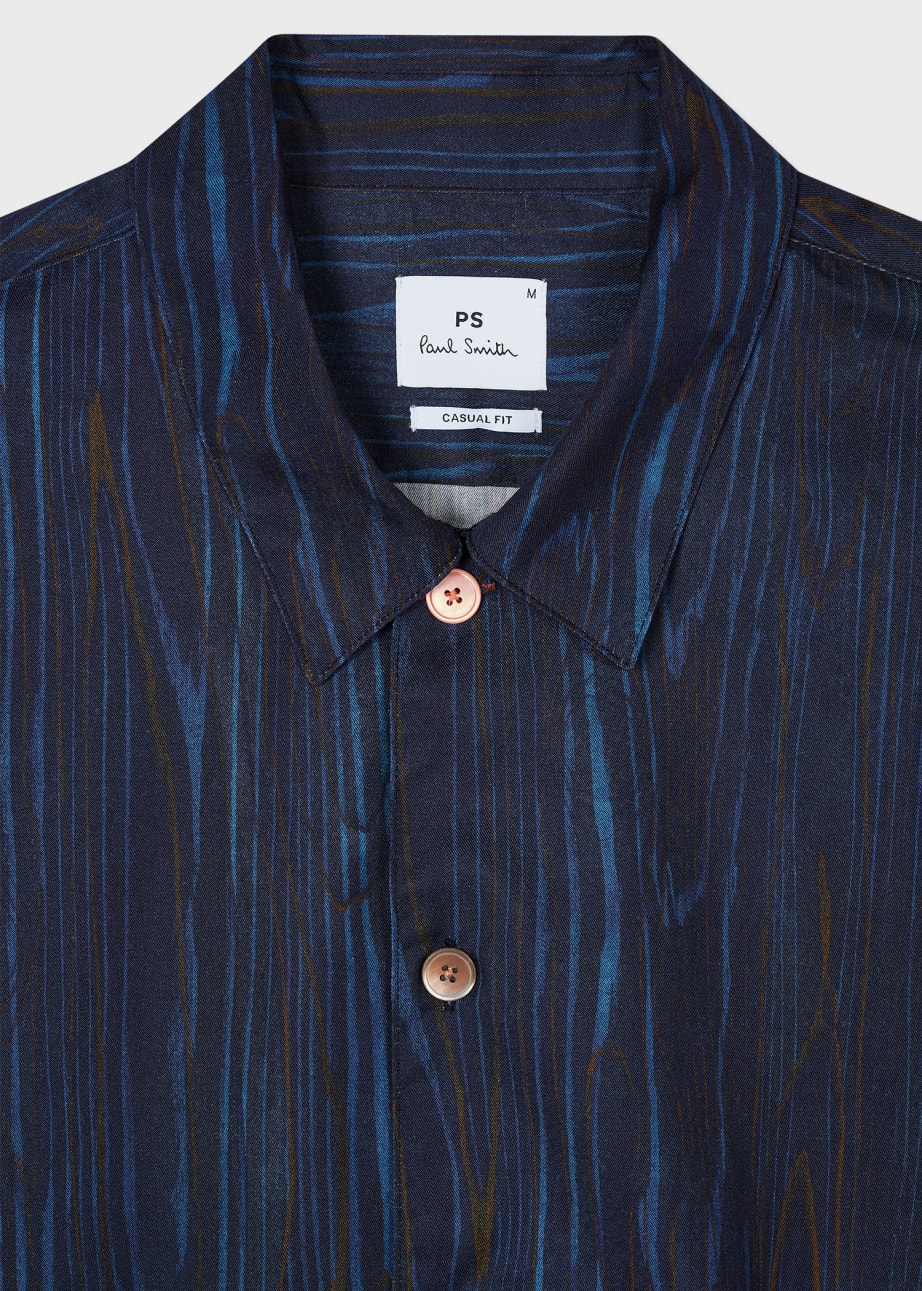 Product view - Dark Navy 'Woodgrain' Lyocell-Cotton Shirt Paul Smith