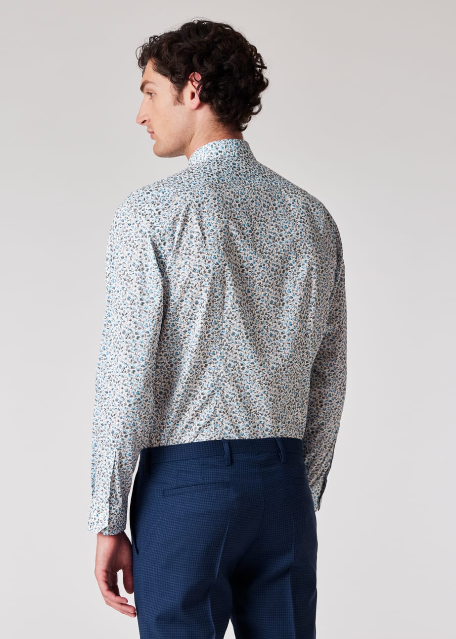 Model view - Tailored-Fit Light Blue 'Liberty Floral' Print Shirt Paul Smith