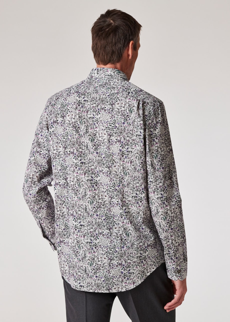 Model view - Tailored-Fit Mauve 'Sketch Floral' Cotton Shirt Paul Smith