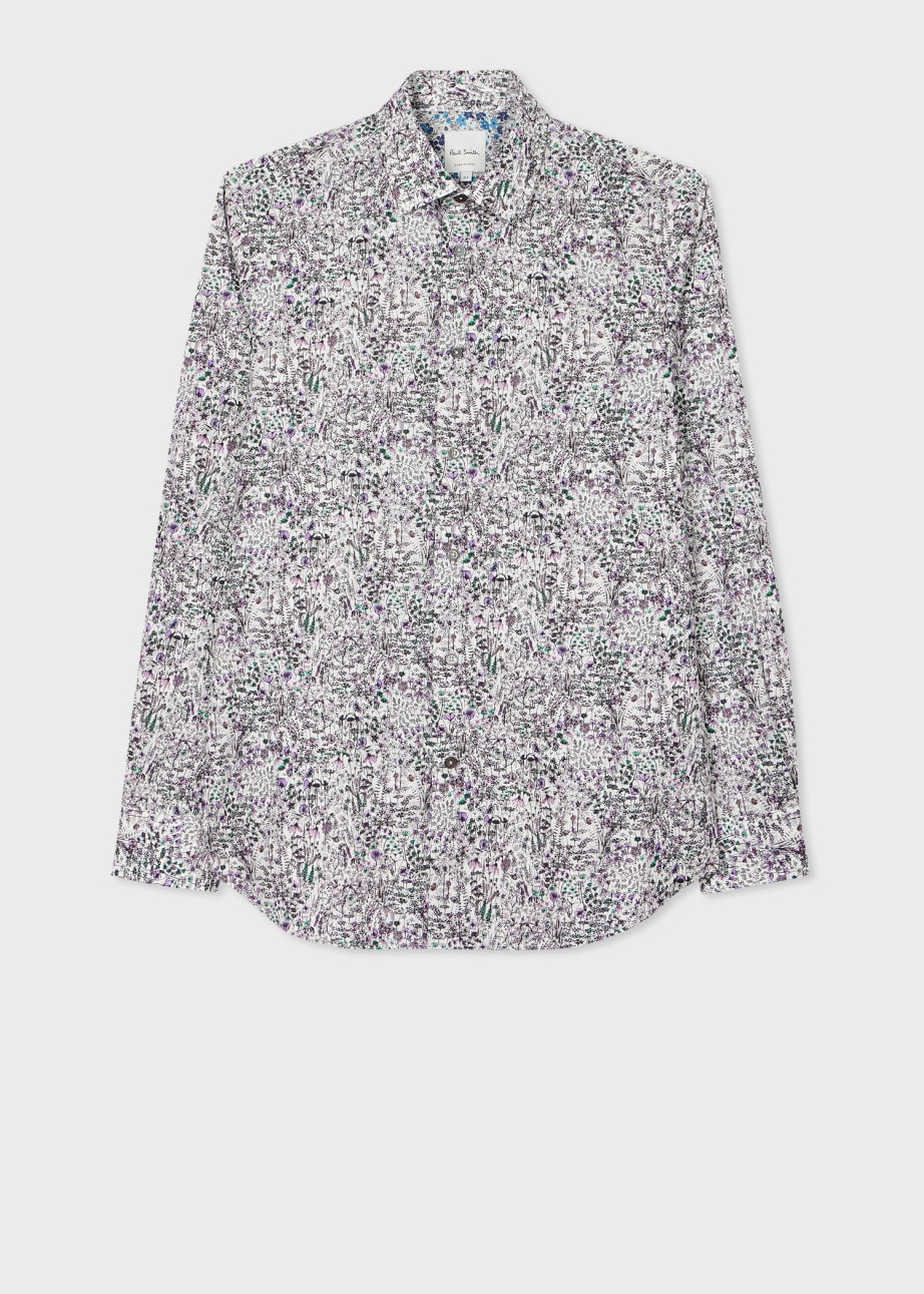 Product view - Tailored-Fit Mauve 'Sketch Floral' Cotton Shirt Paul Smith