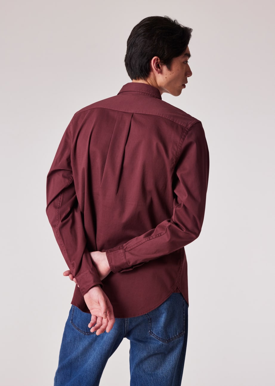 Model View - Dark Red Garment Dyed Shirt Paul Smith