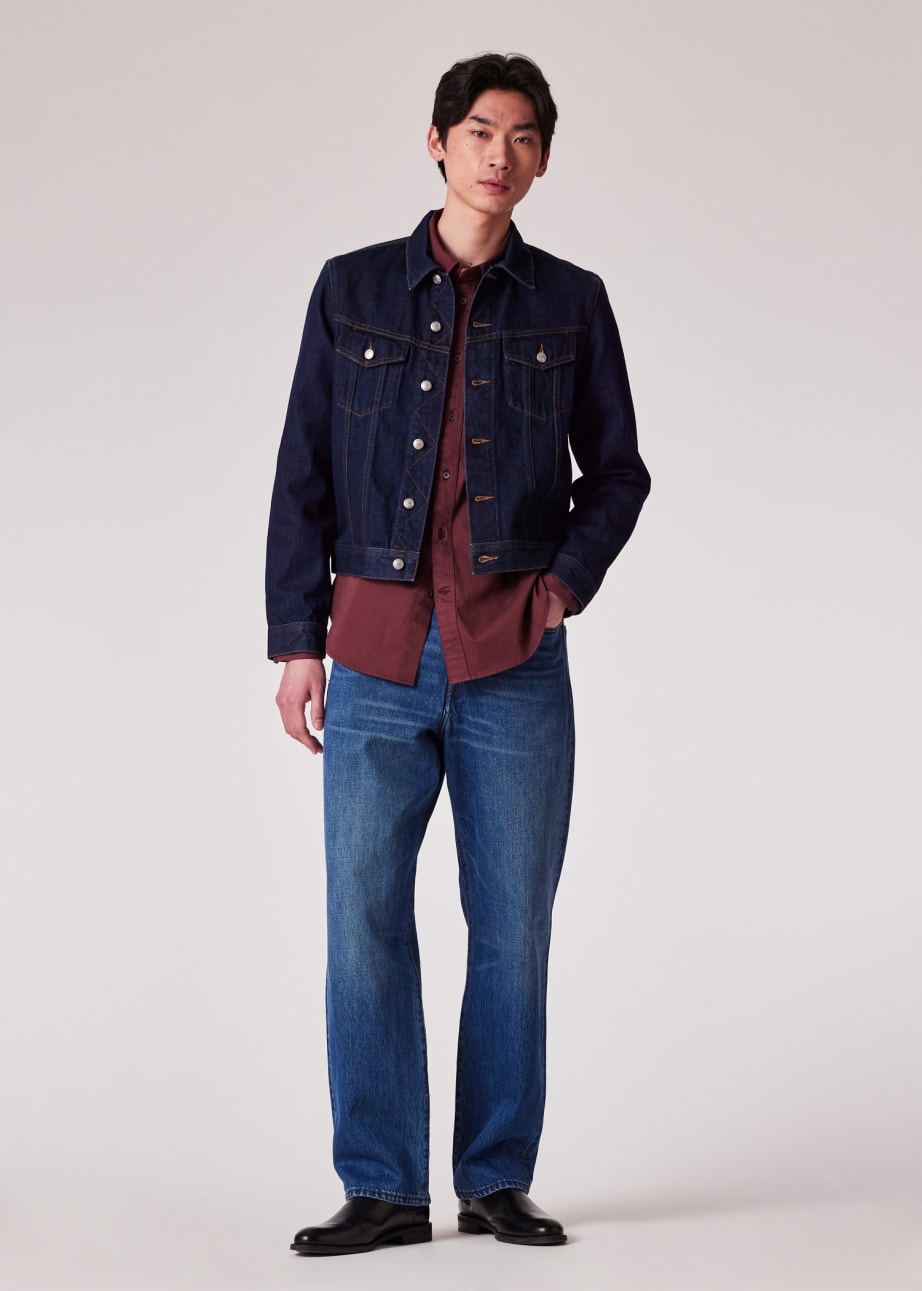 Model View - Dark Red Garment Dyed Shirt Paul Smith